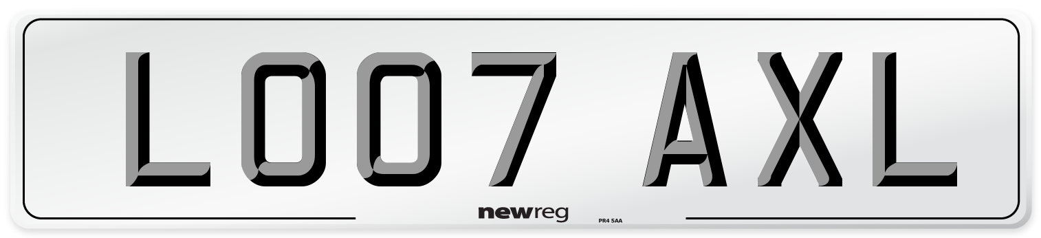 LO07 AXL Number Plate from New Reg